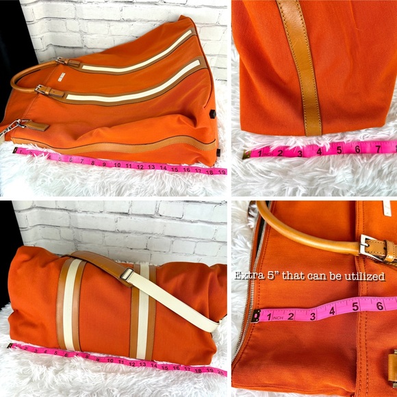 GUCCI Orange cloth canvas overnight duffel weekender crossbody bag with β¦ - Picture 16 of 16
